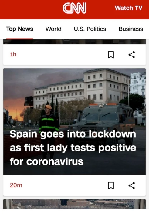 CNN Spain goes into lockdown, tests positive for coronavirus, COVID-19