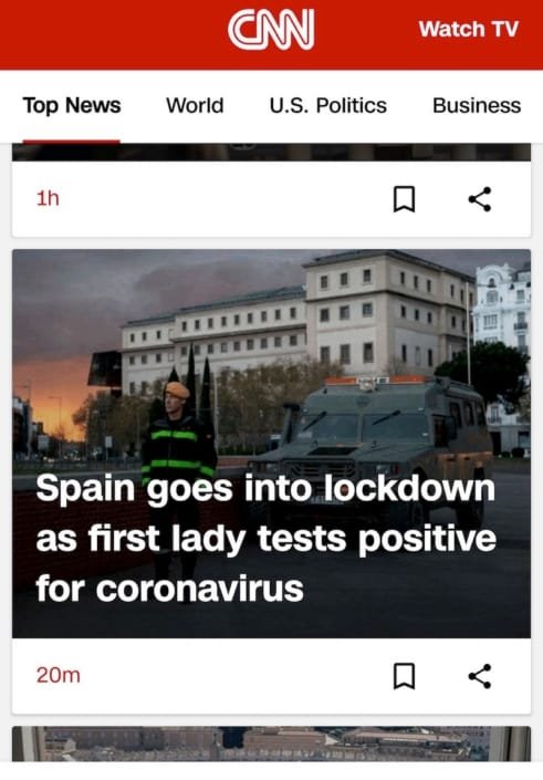 CNN Spain goes into lockdown, tests positive for coronavirus, COVID-19