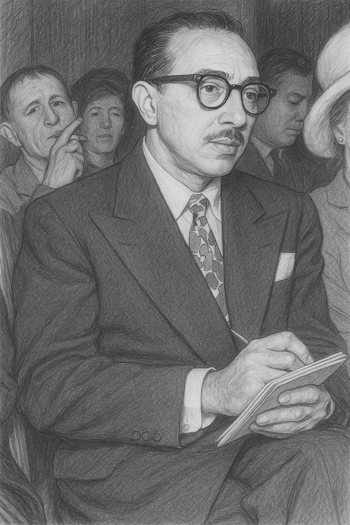 Pencil drawing of American screenwriter Dalton Trumbo